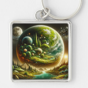 Porte-clés Imaginaire Magique Planète Avec Nature Céleste