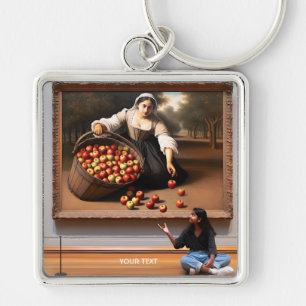 Porte-clés Imaginaire mignonne fille photo de pomme
