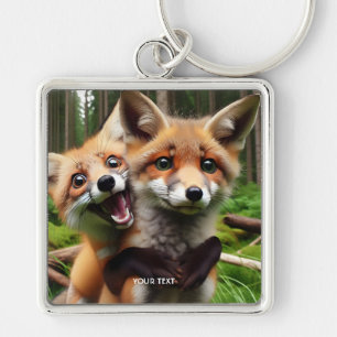 Porte-clés Imaginaire Mignonne Forêt de Deux Foxes
