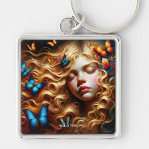 Porte-clés Imaginaire Mignonne Papillons de la fille qui dort