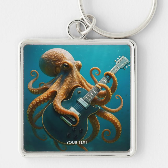 Porte-clés Imaginaire Pieuvre mignonne Jouer de la guitare (Devant)