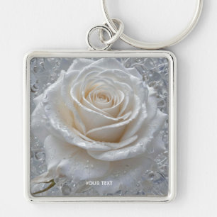 Porte-clés Imaginaire Rose blanche mignonne gouttes