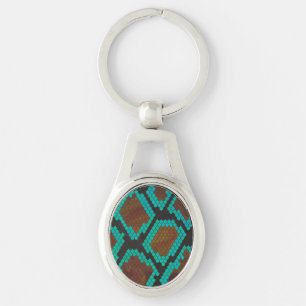 Porte-clés Impression Brown et Turquoise de serpent
