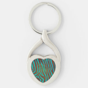 Porte-clés Impression Brown et Turquoise Zebra
