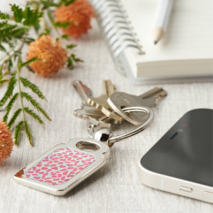 Porte-clés Impression dalmate rose et blanc