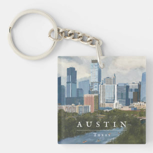 Porte-clés Impression d'Austin Skyline Peint Art