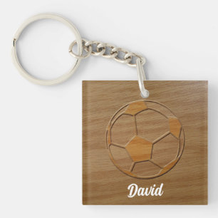 Porte-clés Impression De Boule De Football En Bois Nom Person