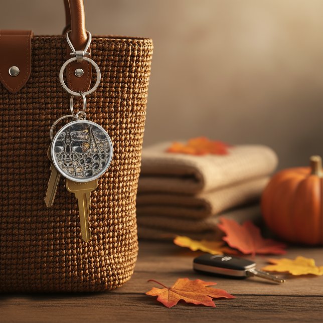 Porte-clés Impression en cuir de l'alligator Brown américain (Brown American Alligator Skin Texture Keychain
)