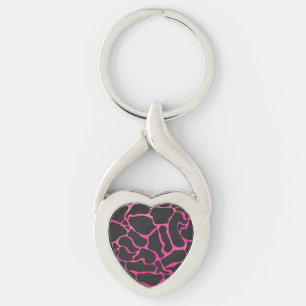 Porte-clés Impression girafe rose vif et noir