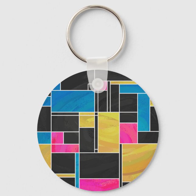 Porte-clés Impression noir rose bleu monochrome (Recto)