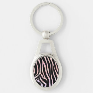 Porte-clés Impression noire et rose Zebra