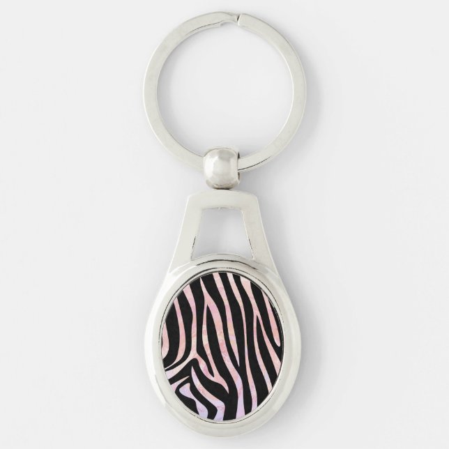 Porte-clés Impression noire et rose Zebra (Devant)
