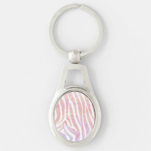 Porte-clés Impression rose et blanc Zebra
