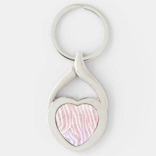 Porte-clés Impression rose et blanc Zebra