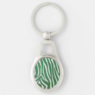 Porte-clés Impression verte et blanche Zebra
