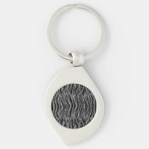 Porte-clés Impression Zèbre Noir et Gris Argent