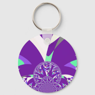 Porte-clés Imprimante d'art bleu rétro Cyan Kaleidoscope