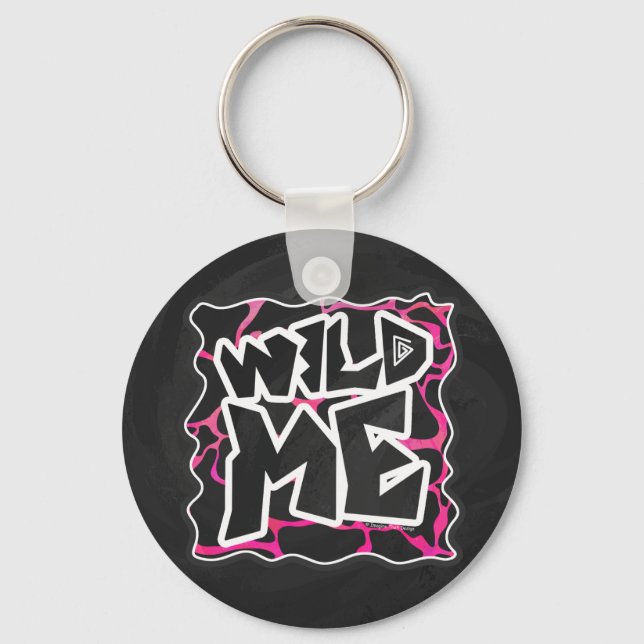 Porte-clés Imprimé girafe rose vif et noir (Recto)