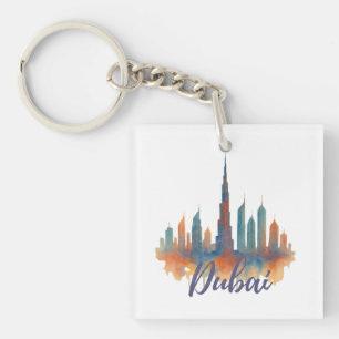 Porte-clés Imprimer l'aquarelle de Dubaï Skyline