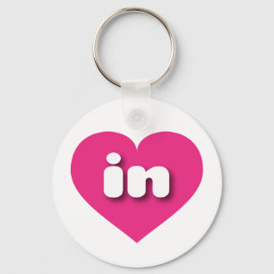 Porte-clés Indiana coeur rose chaud - J'aime dans