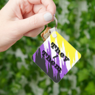 Porte-clés Indicateur de fierté non binaire Pronoun personnal
