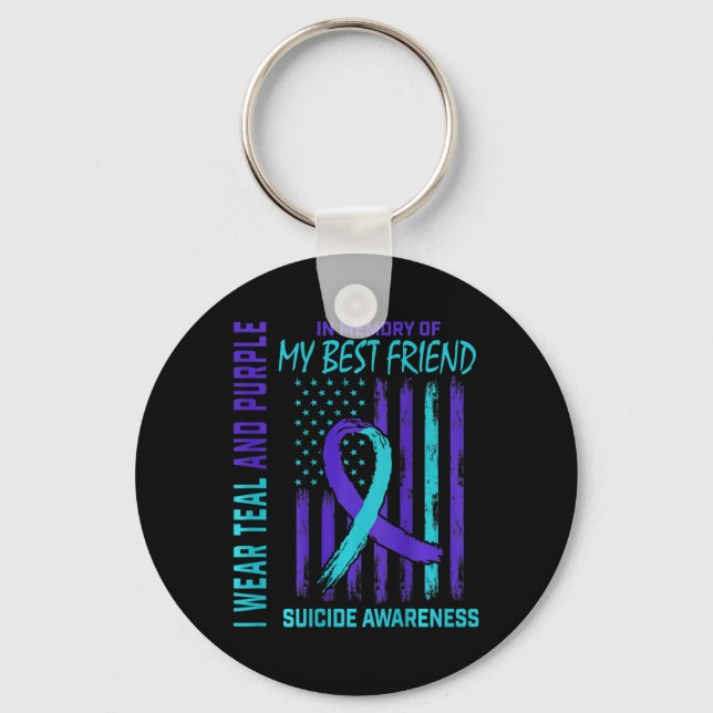 Porte-clés Indicateur turquoise de sensibilisation au suicide (Recto)