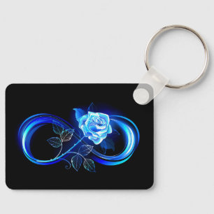 Porte-clés Infini lumineux avec rose bleue