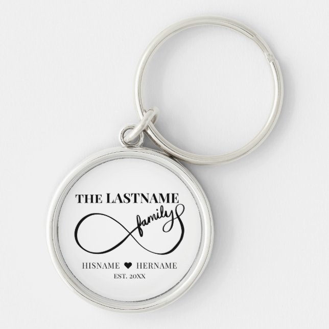 Porte-clés Infinity Personalized Family Name and Est. Date (Devant)