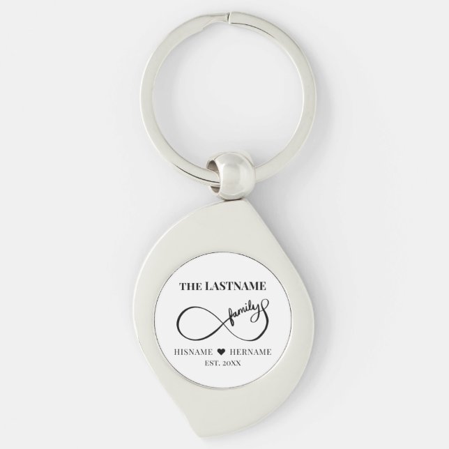 Porte-clés Infinity Personalized Family Name and Est. Date (Devant)