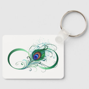 Porte-clés Infinity Symbol with Peacock Feather