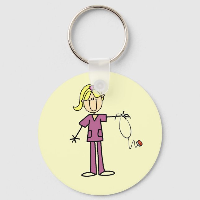 Porte-clés Infirmière à silice féminine blonde (Recto)