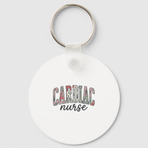 Porte-clés Infirmière cardiaque à motif floral et lettrage un