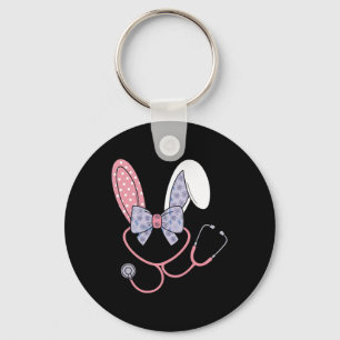 Porte-clés Infirmière de Pâques Coquette Bow Stethoscope Bunn
