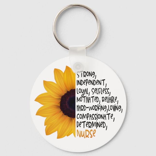Porte-clés Infirmière Définition Sunflower jaune Travailleur  (Recto)