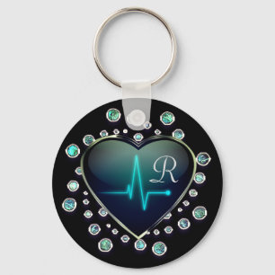 Porte-clés Infirmière EKG coeur et bijou
