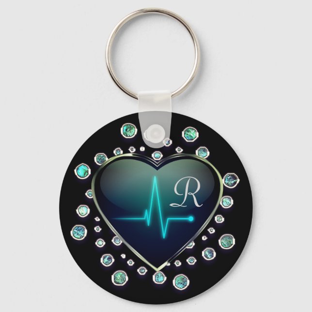 Porte-clés Infirmière EKG coeur et bijou (Recto)