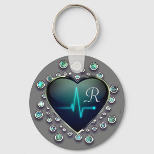 Porte-clés Infirmière EKG coeur et bijou