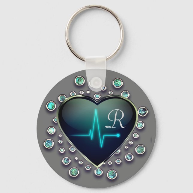 Porte-clés Infirmière EKG coeur et bijou (Recto)