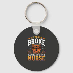 Porte-clés Infirmière en dialyse Halloween Balai Cassé Design