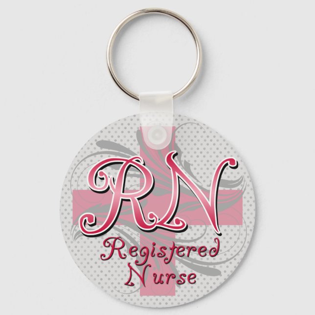 Porte-clés Infirmière inscrite, persiennes de croix roses (Recto)
