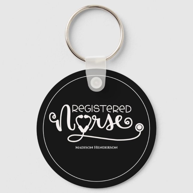 Porte-clés Infirmière inscrite Stethoscope (RN)Personnalisé (Recto)
