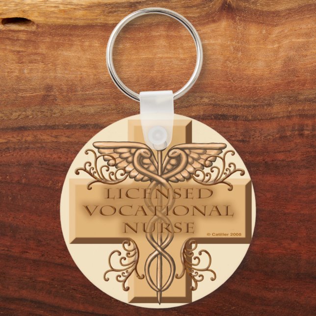 Porte-clés Infirmière LVN Cross Caduceus (Recto)