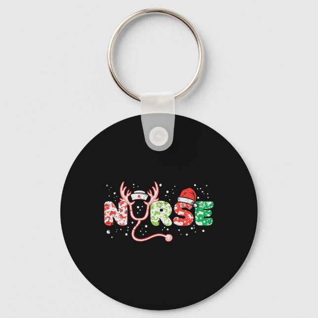 Porte-clés Infirmière noël stéthoscope infirmiers xmas frotte (Recto)
