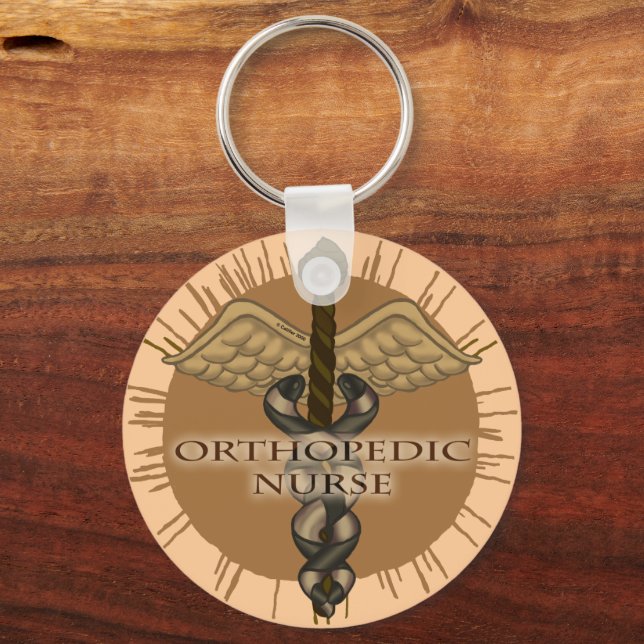 Porte-clés Infirmière orthopédique Caduceus porte - clé rond (Recto)