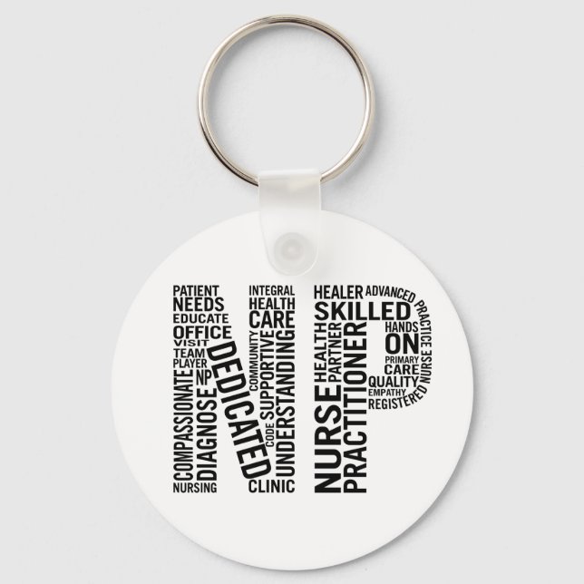 Porte-clés Infirmière Praticien Word Art NP (Recto)