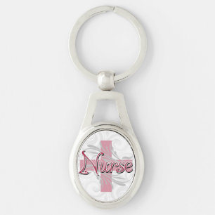 Porte-clés Infirmière rose de croix/remous