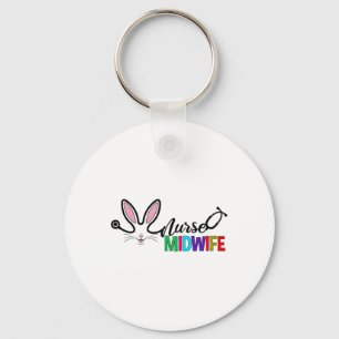 Porte-clés Infirmière Sage-Femme Lapin Pâques Stéthoscope Nur