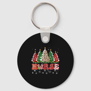 Porte-clés Infirmière sapin de Noël léopard Buffalo Plaid Red