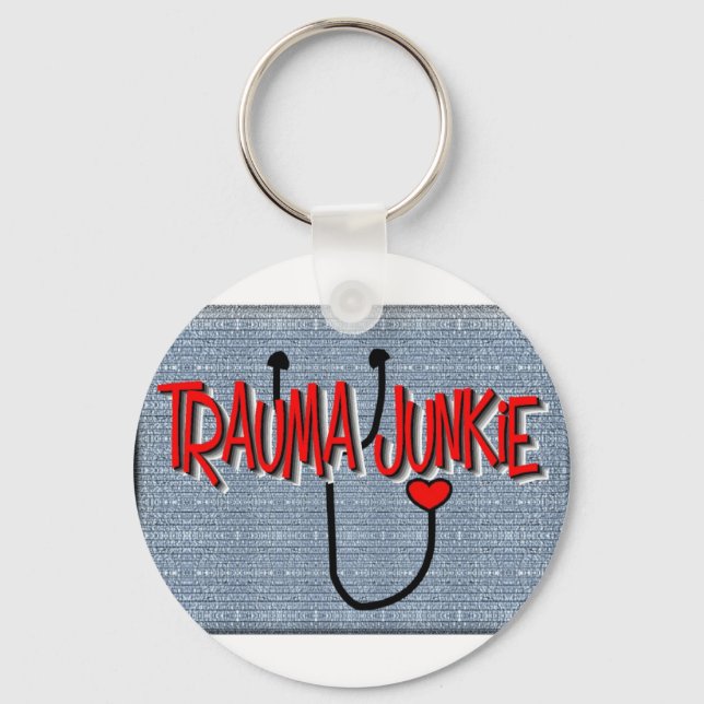 Porte-clés Infirmière Trauma Cadeaux "Trauma Junkie" (Recto)