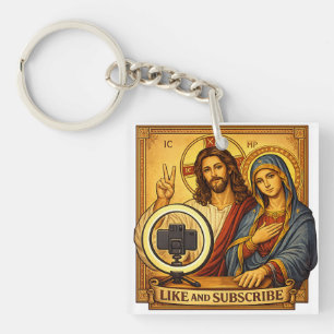 Porte-clés Influenceur drôle Jésus Marie